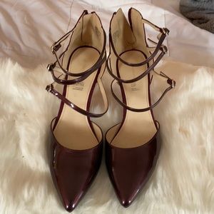 Size 11 suede and pattern leather heel